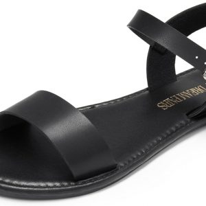DREAM PAIRS Women's Ankle Strap Flat Sandals Open Toes One Band Buckle Summer Dressy Sandals