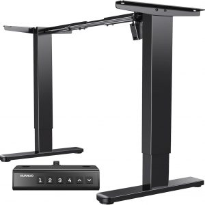 HUANUO Standing Desk Frame with 220lbs Powerful Brushless Motor, Thick T-Shaped Adjustable Desk Legs Made of Automotive-Grade Steel, for Max 75″ x 35″ Desktop, for Home Office, Black Frame Only