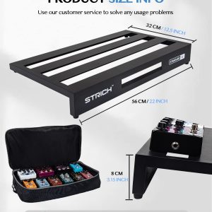 STRICH Guitar Pedal Board Aluminum Alloy 2.65lb Lightweight Effect Pedalboard 22'' x 12.5'' with Carry Bag, STANDARD 22 (Angled)