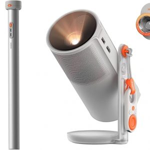 XGIMI MoGo 4 2025 NEW Portable Projector with PowerBase Stand, 5 Hours of Playtime, Google TV with Licensed Netflix, 360° Adjustable Stand, 450 ISO Lumens, 2 x 6W Harman Kardon