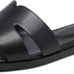 Women's Flat Sandals Dressy Comfortable Slide Sandals Fashion Square Open Toe Slip On Beach Sandals for Summer