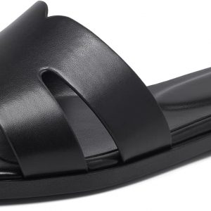 Women's Flat Sandals Dressy Comfortable Slide Sandals Fashion Square Open Toe Slip On Beach Sandals for Summer