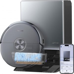 NARWAL Flow 2 Robot Vacuum and Mop Combo, 31,000Pa Suction, FlowWash Self-Cleaning Mop, AI Object Recognition, Self-Emptying & Refilling, 212℉ Hot Water Mop Washing & Drying, Tangle-Free Design