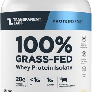 Transparent Labs Proteína de suero aislada alimentada a pasto - Proteína en polvo de suero con sabor natural, sin gluten, con 28 g de proteína por porción y 9 aminoácidos - 30 porciones, vainilla