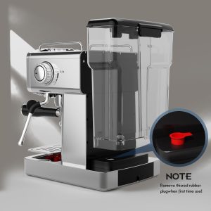 20-Bar Espresso Machine for Home Barista, Built-In Steam Wand for Latte & Cappuccino, Stainless Steel Professional Coffee Machine with Visible Pressure Guagem, Powder Press and Milk Frothing Pitcher