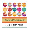 30 Count - Flavored Variety Pack Coffee Pods K Cup Sampler – Hazelnut, Cinnamon , Pecan, Caramel, Vanilla & Toffeenut. Turtle Love, Candy'd Almond, Caramel Me Crazy, S’mores, French Vanilla & Hazelnut for Keurig Brewers
