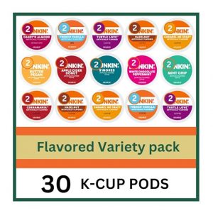 30 Count - Flavored Variety Pack Coffee Pods K Cup Sampler – Hazelnut, Cinnamon , Pecan, Caramel, Vanilla & Toffeenut. Turtle Love, Candy'd Almond, Caramel Me Crazy, S’mores, French Vanilla & Hazelnut for Keurig Brewers