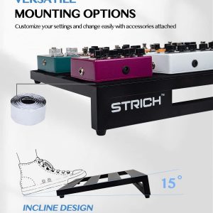 STRICH Guitar Pedal Board Aluminum Alloy 2.65lb Lightweight Effect Pedalboard 22'' x 12.5'' with Carry Bag, STANDARD 22 (Angled)