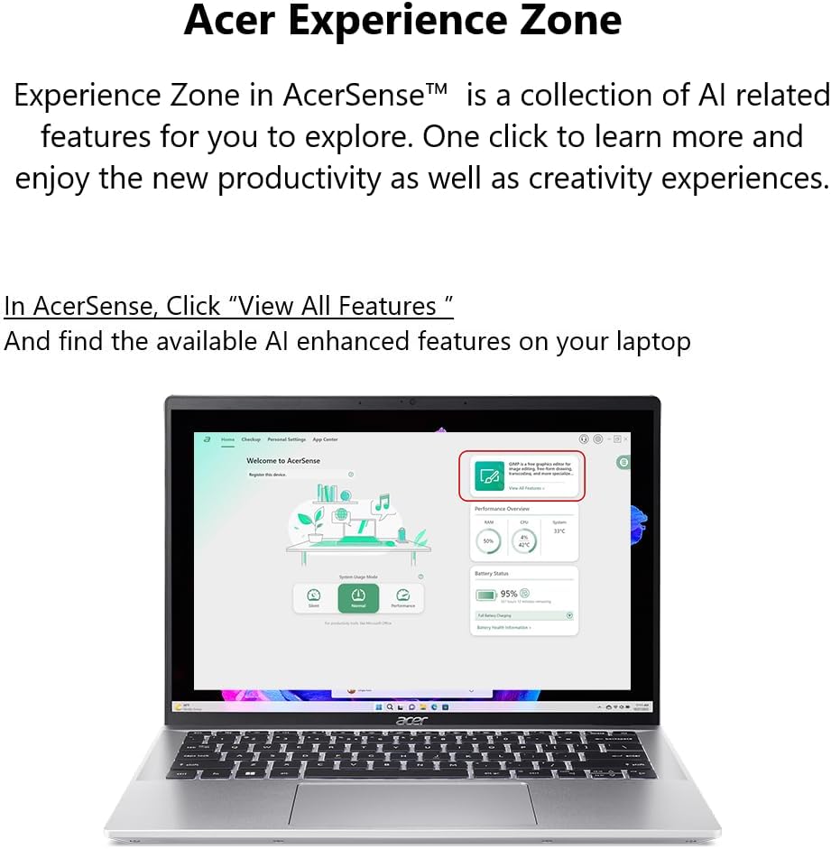 Acer Swift Go 14 Intel Evo Edition Laptop | Pantalla OLED WQXGA+ de 14 pulgadas de 2880 x 1800 | Desbloquea experiencias AI | Procesador Intel Core Ultra 5 125H | Intel ARC | 8GB LPDDR5 | SSD de 512 GB | WiFi 6E | SFG14-73-58EP