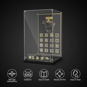 Vitrina acrílica para Lego 43020 FIFA World Cup Trophy Building Set, caja a prueba de polvo con iluminación LED y estructura de tornillo de metal (solo funda, modelo no incluido)