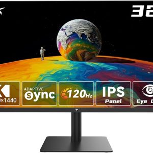 KTC 32 Inch 2K Monitor 120Hz, 1440P IPS Computer Monitor, Frameless QHD PC Monitor for Office & Gaming, Eye Care, G-Sync/FreeSync, 109% sRGB, HDR, HDMI/DP, Tilt Adjustable, VESA Mountable, H32T13