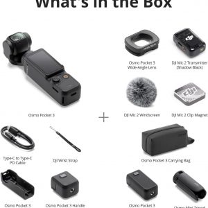 DJI Osmo Pocket 3 Creator Combo, cámaras de vlogging con CMOS de 1 pulgada, cámara de vlog 4K/120fps, estabilización de 3 ejes, seguimiento de rostro/objeto, micrófono incluido para sonido claro