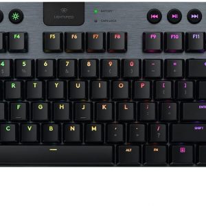 Logitech G915 TKL Tenkeyless Lightspeed Teclado mecánico inalámbrico RGB para juegos, opciones de interruptor de perfil bajo, LIGHTSYNC RGB, soporte inalámbrico y Bluetooth avanzado, táctil (renovado)