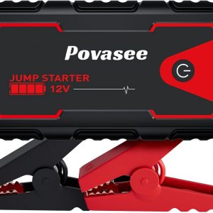 Povasee Jump Starter 5000A Car Jumper Starter, Model A30 12V Jump Box for Car Battery up to 10L Gas or 8L Diesel Engine Battery Jumper Starter Portable with Power Bank/Dual Output/LED Light