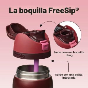 Owala FreeSip - Botella de agua aislada de acero inoxidable con popote, botella de agua deportiva sin BPA, ideal para viajes, 32 onzas, cereza negra