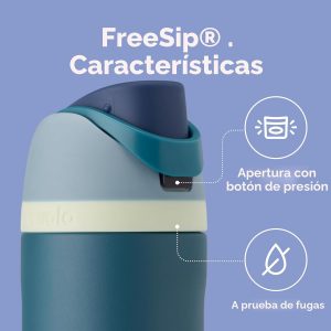 Owala - Botella de agua FreeSip de acero inoxidable con aislamiento, sin bisfenol A, incluye sorbete, para deportes y viajes, 24 oz, Denim