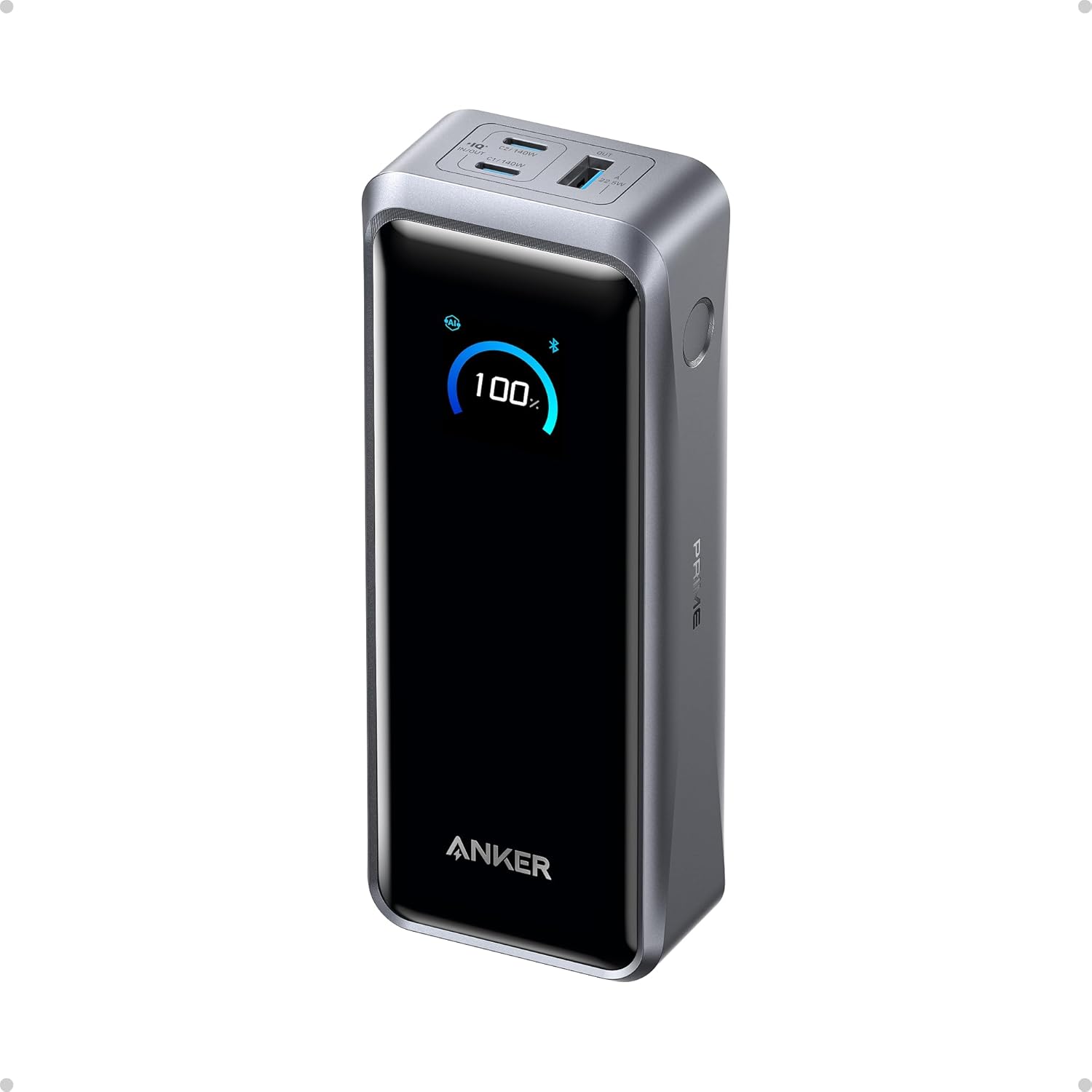 Anker Prime Power Bank, banco de energía portátil de 3 puertos de 26,250 mAh con salida máxima de 300 W, carga bidireccional, aprobado por la TSA, control por aplicación, para MacBook, iPhone 17/16