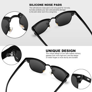 Classic Polarized Sunglasses for Men and Women Retro Style Semi Rimless Frame Sun Glasses 100% UV Protection Goggles