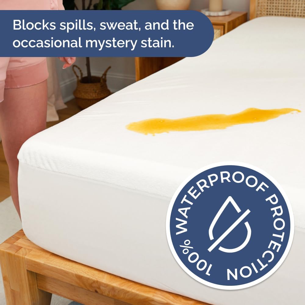Queen Mattress Protector Waterproof - Mattress Cover Queen Size Bed - Bed Protector Waterproof - Absorbent Fitted Sheet up to 16" Deep Pockets - Soft, Breathable, Cooling, Noiseless - Machine Washable