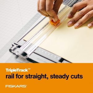 Fiskars Recycled SureCut™ Portable Paper Trimmer - 12” Cut Length - Craft and Office Paper Cutter with Grid Lines - Black