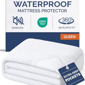 Queen Mattress Protector Waterproof - Mattress Cover Queen Size Bed - Bed Protector Waterproof - Absorbent Fitted Sheet up to 16" Deep Pockets - Soft, Breathable, Cooling, Noiseless - Machine Washable