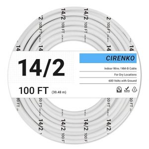 14/2 NM-B Cable 100 FT – UL Listed Residential Indoor Electrical Wire with Ground, Solid Bare Copper, 600V