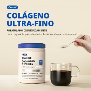 Péptidos de Colágeno Marino - Polvo de Colágeno Ultrafino Hidrolizado para Mujeres y Hombres, Ácido Hialurónico, Biotina, Vitamina C, para Piel, Cabello, Uñas, Articulaciones, Sin OGM, Sin