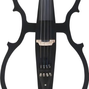 Herrajes eléctricos para violonchelo 4/4 de tamaño completo con bolsa de violonchelo ligera, auriculares, arco, puente, colofonia, violonchelo para adultos principiantes (negro metálico