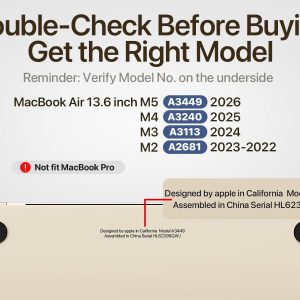 Soonjet Funda mate para MacBook Air de 13/13.6 pulgadas (M5/M4/M3/M2, A3449 A3240 A3113 A2681 2022-2026), ligera, resistente a arañazos y huellas dactilares, se cierra sin problemas, ideal para trabajo, viajes y estudio