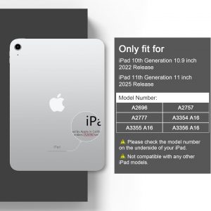 MecBevia Funda para iPad de 11 pulgadas A16 (11ª generación 2025) / iPad de 10.9 pulgadas (10.ª generación 2022) A3354, A3355, A3356, A2696, A2757, A2777 – Soporte para lápiz integrado y encendido