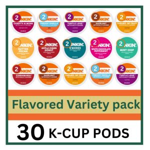 30 Count - Flavored Variety Pack Coffee Pods K Cup Sampler – Hazelnut, Cinnamon , Pecan, Caramel, Vanilla & Toffeenut. Turtle Love, Candy'd Almond, Caramel Me Crazy, S’mores, French Vanilla & Hazelnut for Keurig Brewers