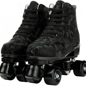 jessie Outdoor Roller Skates Women Adult with Light Up Wheels Black Quad Skating for Men Youth Boys Girls