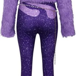 Disfraz de gacela para mujer, vestido rojo, overol morado, traje de Halloween