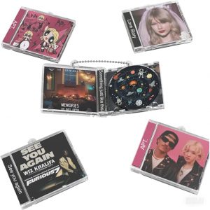 Llavero personalizado NFC Mini Photo CD, llaveros para amantes de la música, música de Spotify personalizable, álbum de fotos NFC cubierta de álbum reproductor de canciones, regalo retro