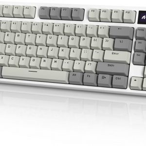ATTACK SHARK Teclado mecánico RK86 RGB 75% con junta inalámbrica, triple modo Bluetooth5.0/2.4G/USB-C 82 teclas, teclado para juegos intercambiable en caliente, batería de 4000 mAh con perilla y pantalla OLED HD de 1.2 pulgadas, interruptores lineales
