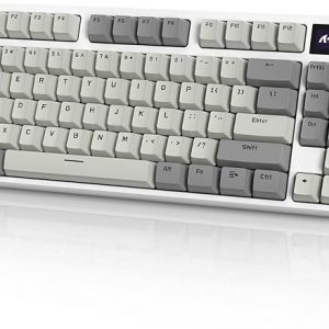 ATTACK SHARK Teclado mecánico RK86 RGB 75% con junta inalámbrica, triple modo Bluetooth5.0/2.4G/USB-C 82 teclas, teclado para juegos intercambiable en caliente, batería de 4000 mAh con perilla y pantalla OLED HD de 1.2 pulgadas, interruptores lineales