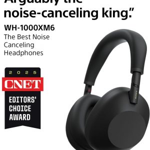 Sony WH-1000XM6 The Best Noise Canceling Wireless Headphones, HD NC Processor QN3, 12 Microphones, Adaptive NC Optimizer, Mastered by Engineers, Studio-Quality, 30-Hour Battery, Black