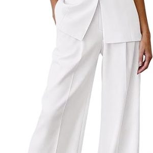 PRETTYGARDEN Conjunto de 2 piezas para mujer, ropa de trabajo de verano 2026, sin mangas, chaqueta, chaleco, pantalones, trajes de primavera y negocios, trajes casuales