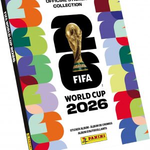 Colección de calcomanías de la Copa Mundial de la FIFA 2026, paquete exclusivo de coleccionistas de Amazon, álbum de tapa dura + lata con 50 paquetes de calcomanías