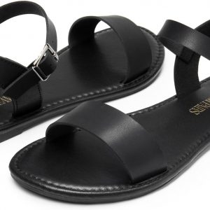 DREAM PAIRS Women's Ankle Strap Flat Sandals Open Toes One Band Buckle Summer Dressy Sandals