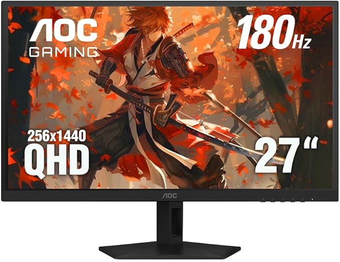 AOC Q27G41XMN2 27" 2K QHD (2560 x 1440) 180Hz Gaming Mini-LED Monitor compatible con sincronización adaptativa; HDR; DisplayPort HDMI; sin parpadeo (renovado)