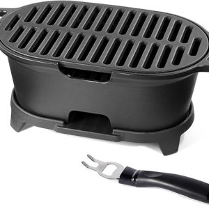 IronMaster Mini 100% Cast Iron Hibachi Grill, Tabletop Small Portable Charcoal Grill for Outdoor Camping, Japanese BBQ Grill Grate Surface 11" x 6.7" Ideal for 2 People