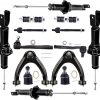 Struts Kit de suspensión de choque para Honda Civic 1996 1997 1998 1999 2000 Amortiguador delantero Amortiguador trasero Rótula articulación de rótula Brazo de control de extremo y articulación