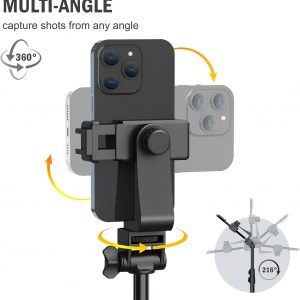 64” Tripod for Cell Phone & Camera, Phone Tripod with Remote and Phone Holder, Sturdy & Stable Height Adjustable Multi-Angle Shot Selfie Stick Tripod for Video Recording