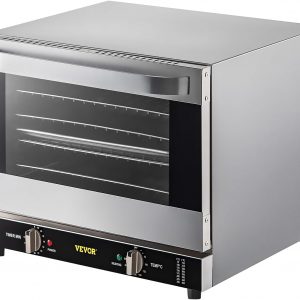 VEVOR Commercial Convection Oven, 66L/60Qt, Half-Size Conventional Oven Countertop, 1800W 4-Tier Toaster w/Front Glass Door, w/Trays Wire Racks Clip Gloves, 120V