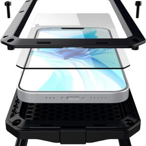 Marrkey for iPhone 13 Pro Max Case,360 Full Body Protective Cover Heavy Duty Shockproof Tough Armour Aluminum Metal Case with Silicone Built-in Screen Protector for iPhone 13 Pro Max 6.7" - Black