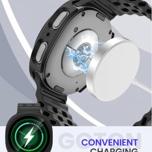 Goton Funda impermeable para Samsung Galaxy Watch 8 Protector de pantalla de 1.732 in con vidrio templado, 1 paquete de cubierta rígida de policarbonato para Galaxy Watch8, sin niebla, sensible al tacto