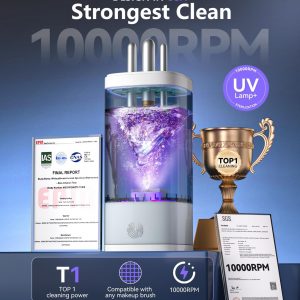 2026 Upgrade Makeup Brush Cleaner Machine【NO.1-12X Cleaning Power】Electric Makeup Brush Cleaner【SGS Certified - 10000RPM Turbo Motor】Sonic Vortex Cleaning Tech, Suitable for All Brush Brushes，White
