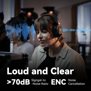 Hollyland Solidcom SE Full Duplex 5-Users ENC Noise Cancellation Wireless Intercom Headset System 1100ft Team Communication with PTT Mute Single Ear Headset for TV Film Production (2.4GHz Version)