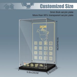 Vitrina acrílica para Lego 43020 FIFA World Cup Trophy Building Set, caja a prueba de polvo con iluminación LED y estructura de tornillo de metal (solo funda, modelo no incluido)